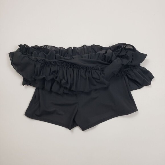 UO x Out From Under Cammy Ruffle Trim Micro Skort Womens Sz Small Tap Shoe Black - Picture 14 of 16
